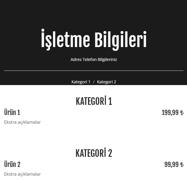 Size özel qr menü oluşturun